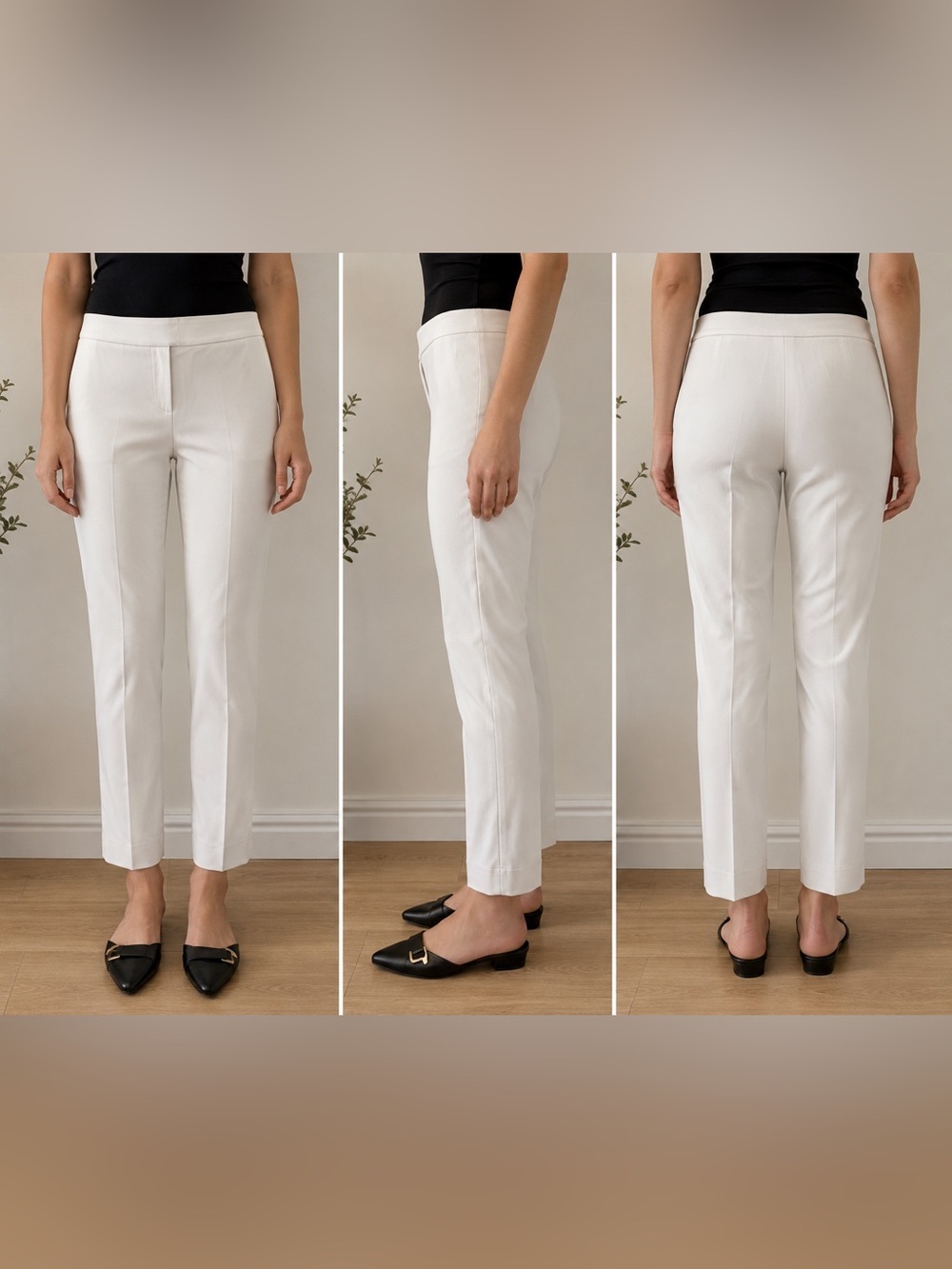 DVF Diane von Furstenberg White Tailored Ankle Trousers Size 0